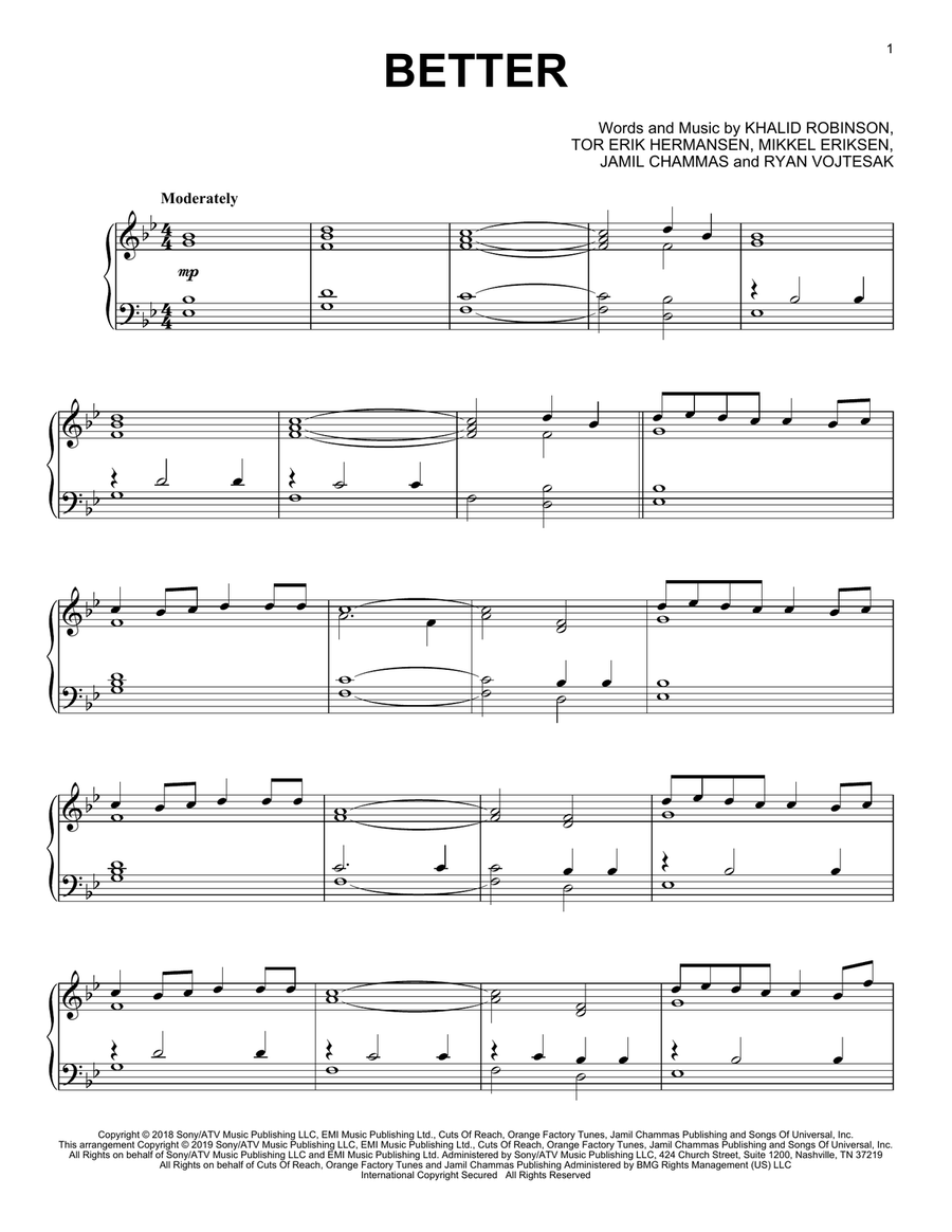 Better Better Piano Solo scores gallery preview page 1