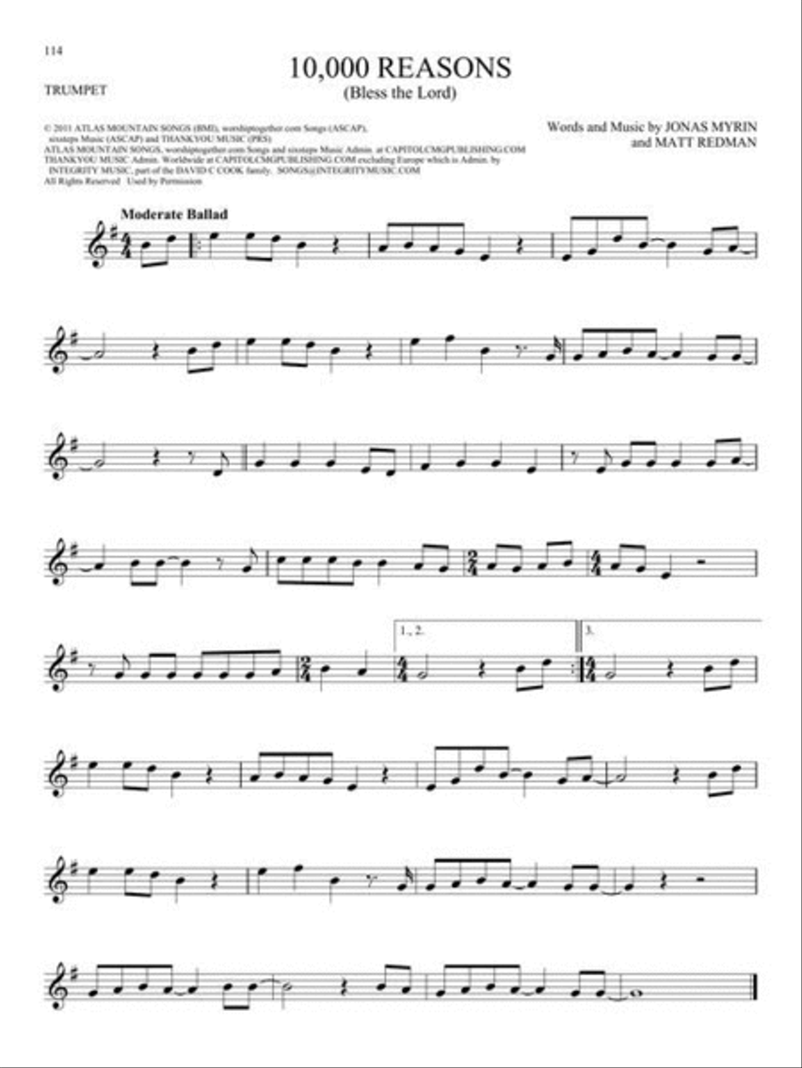 101 Worship Songs for Trumpet Trumpet Solo scores gallery preview page 6