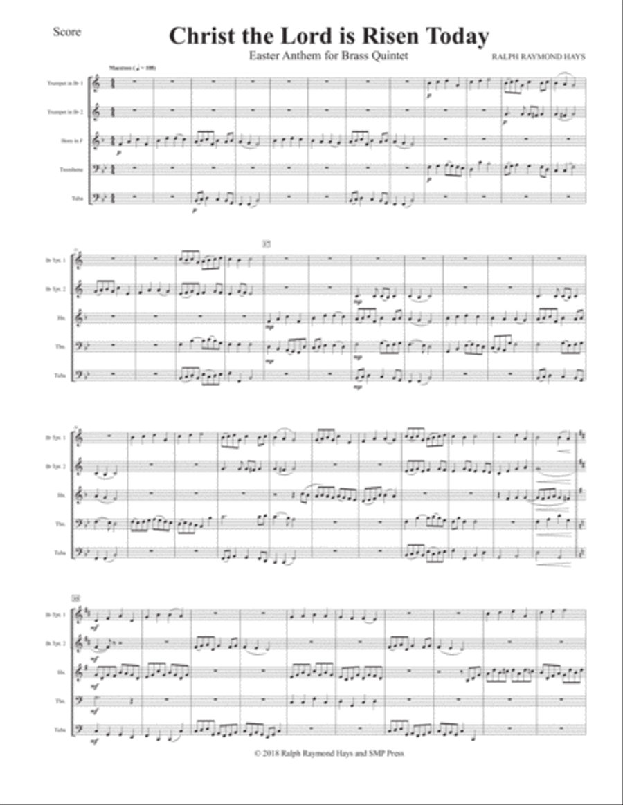 Christ the Lord is Risen Today (for brass quintet) Brass Quintet scores gallery preview page 2