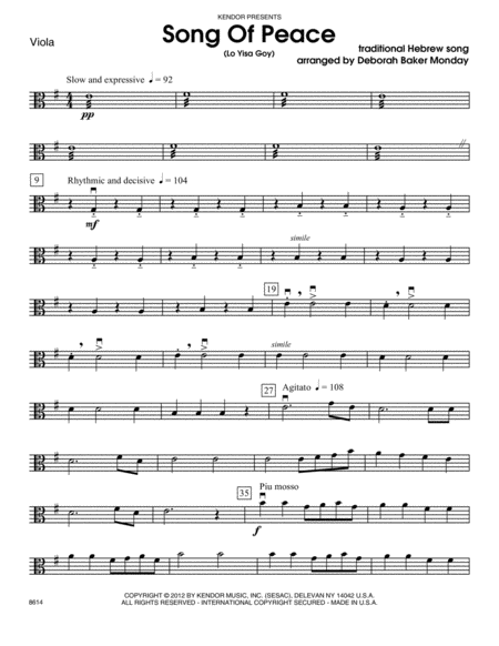 Song Of Peace (Lo Yisa Goy) - Viola