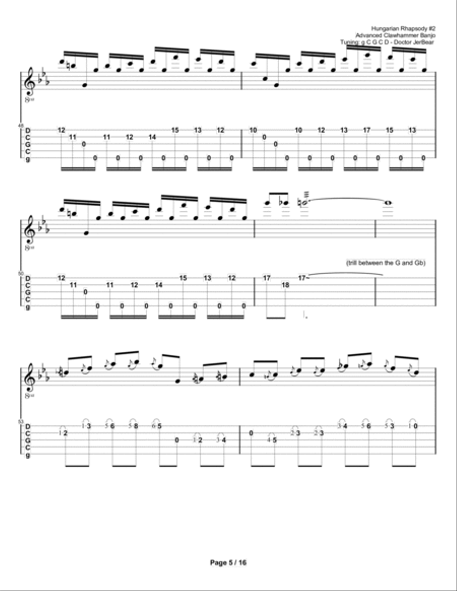 Doctor JerBear--Hungarian Rhapsody #2--Advanced Clawhammer Banjo Banjo scores gallery preview page 5