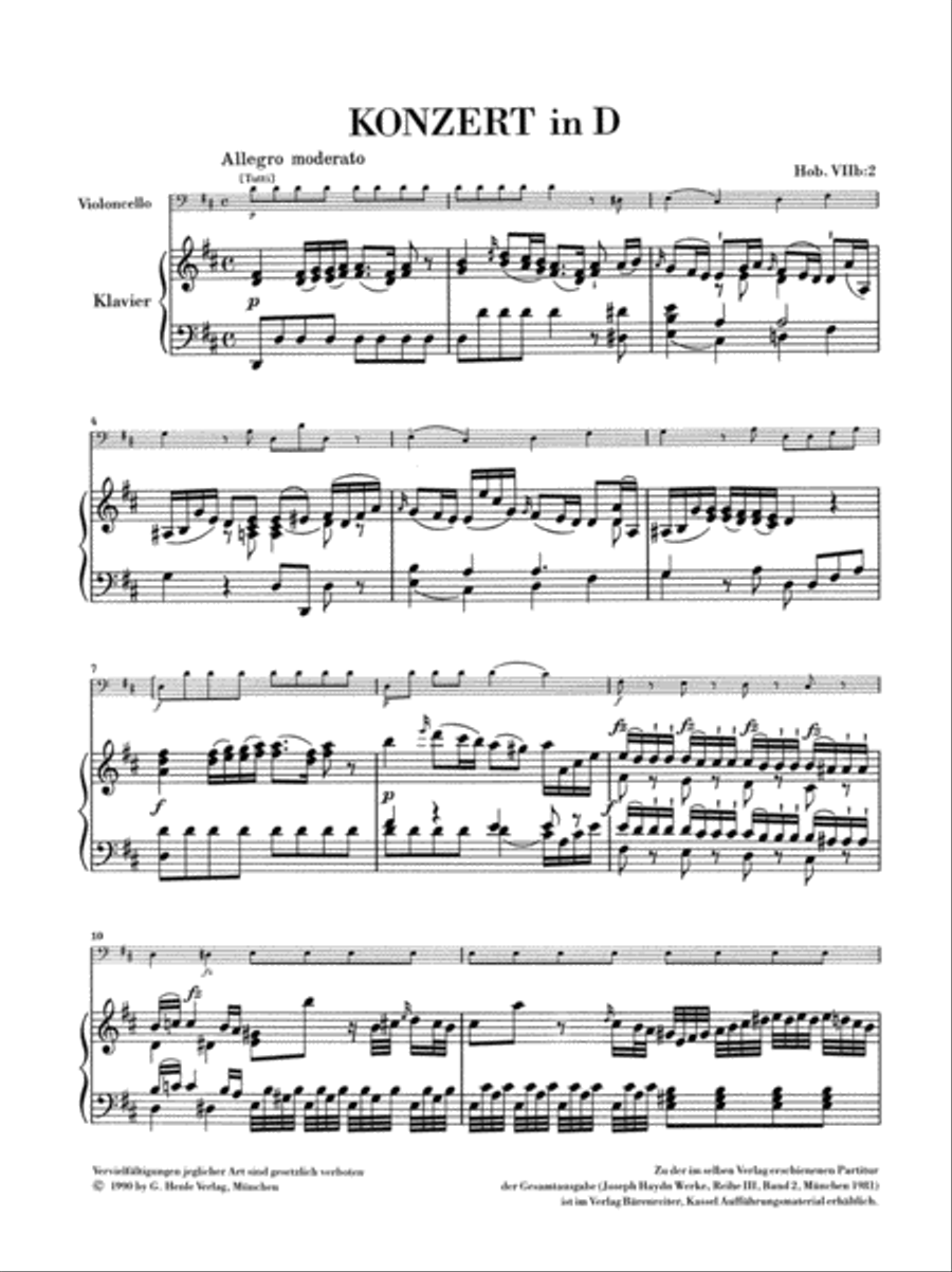 Concerto for Violoncello and Orchestra in D major Hob. VIIb:2 Piano scores gallery preview page 2