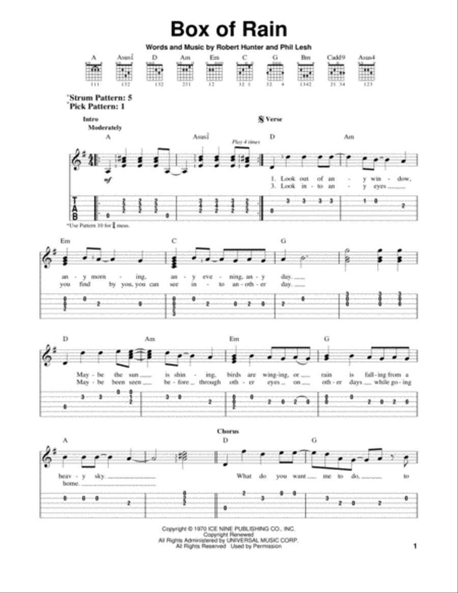 Box Of Rain Acoustic Guitar scores gallery preview page 1