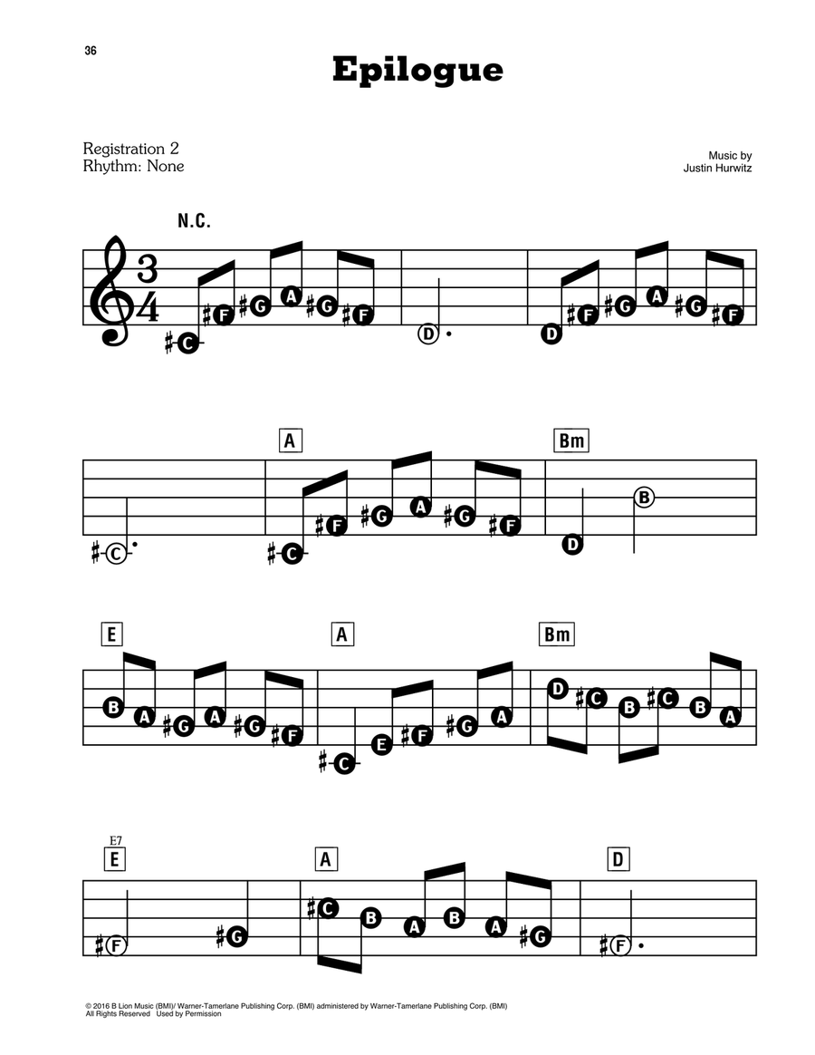 Epilogue (from La La Land) Electronic Keyboard scores gallery preview page 1