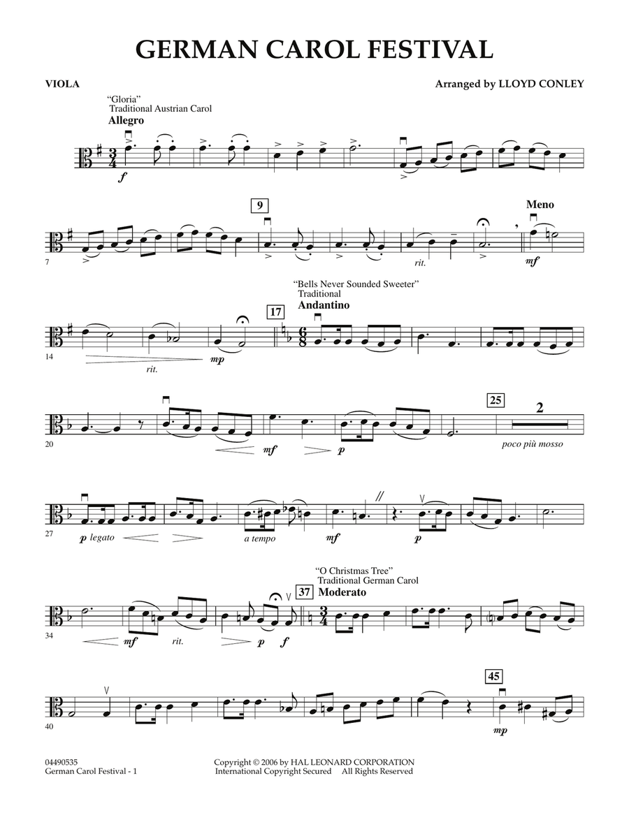 German Carol Festival - Viola Orchestra scores gallery preview page 1