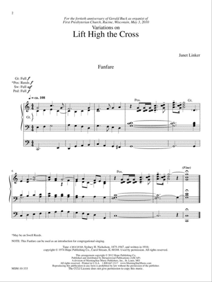Variations for Organ on Lift High the Cross Organ scores gallery preview page 3