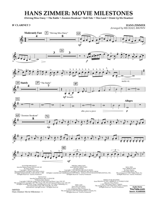 Hans Zimmer: Movie Milestones - Bb Clarinet 3