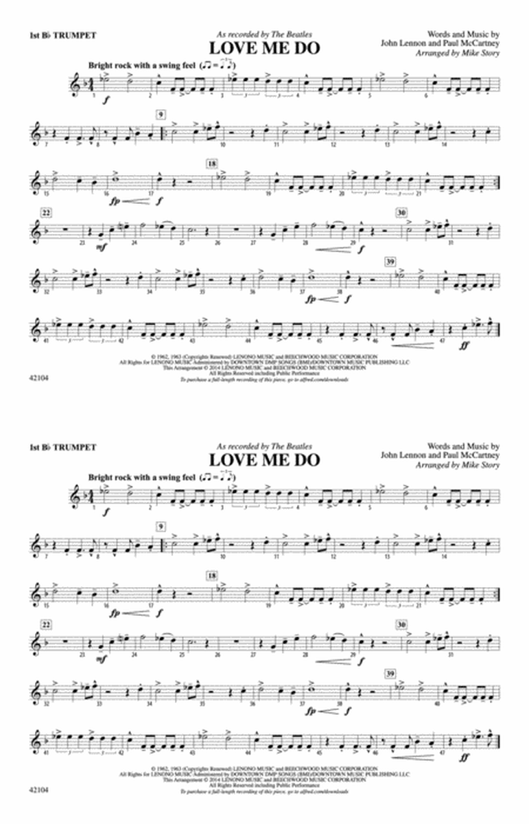 Love Me Do: 1st B-flat Trumpet