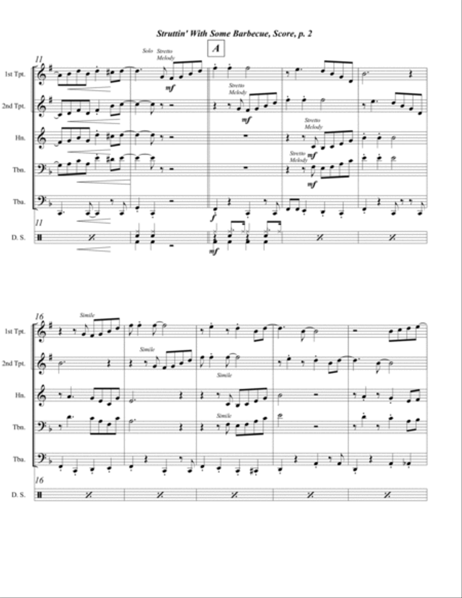 Struttin' With Some Barbecue Brass Quintet scores gallery preview page 2
