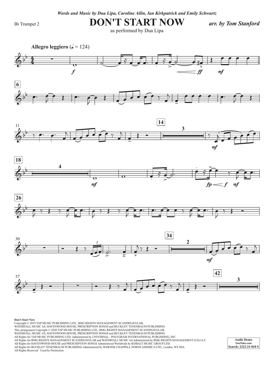 Don't Start Now (arr. Tom Stanford) - Bb Trumpet 2