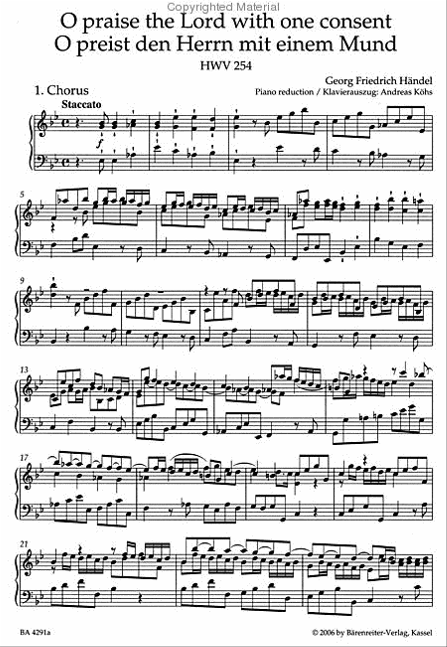 O praise the Lord with one consent HWV 254 4-Part scores gallery preview page 2