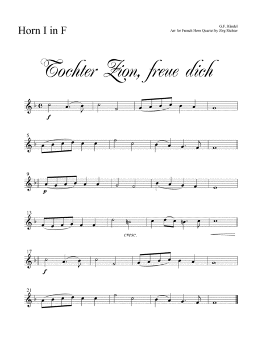 Zion's Daughter for French Horn Quartet Brass Quartet scores gallery preview page 4