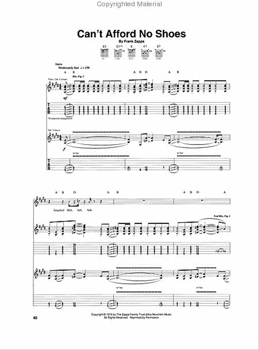 Frank Zappa and the Mothers of Invention – One Size Fits All Electric Guitar scores gallery preview page 3