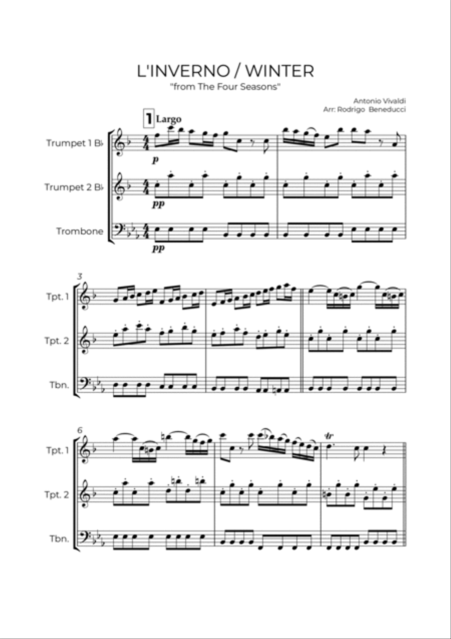 WINTER - VIVALDI - BRASS TRIO (TRUMPET 1, TRUMPET 2 & TROMBONE) Brass Trio scores gallery preview page 2