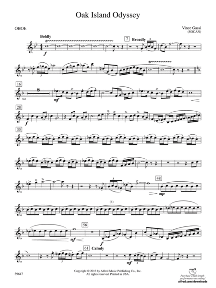 Oak Island Odyssey: Oboe Concert Band scores gallery preview page 1