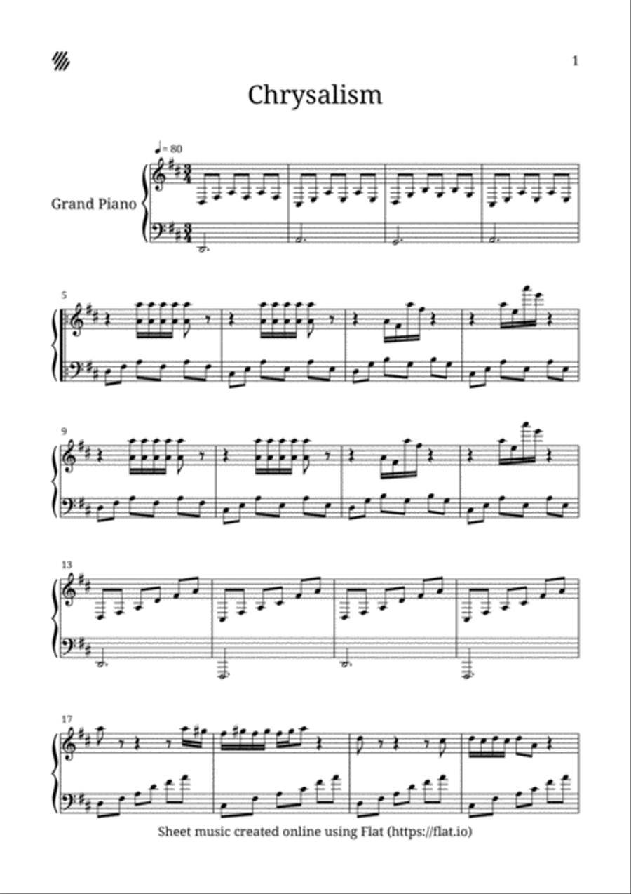 Chrysalism Piano Solo scores gallery preview page 1