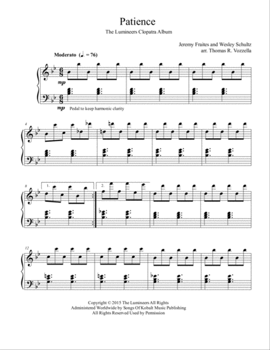 Patience Piano Solo scores gallery preview page 2