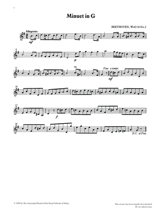 Minuet in G (score & part) from Graded Music for Tuned Percussion, Book II