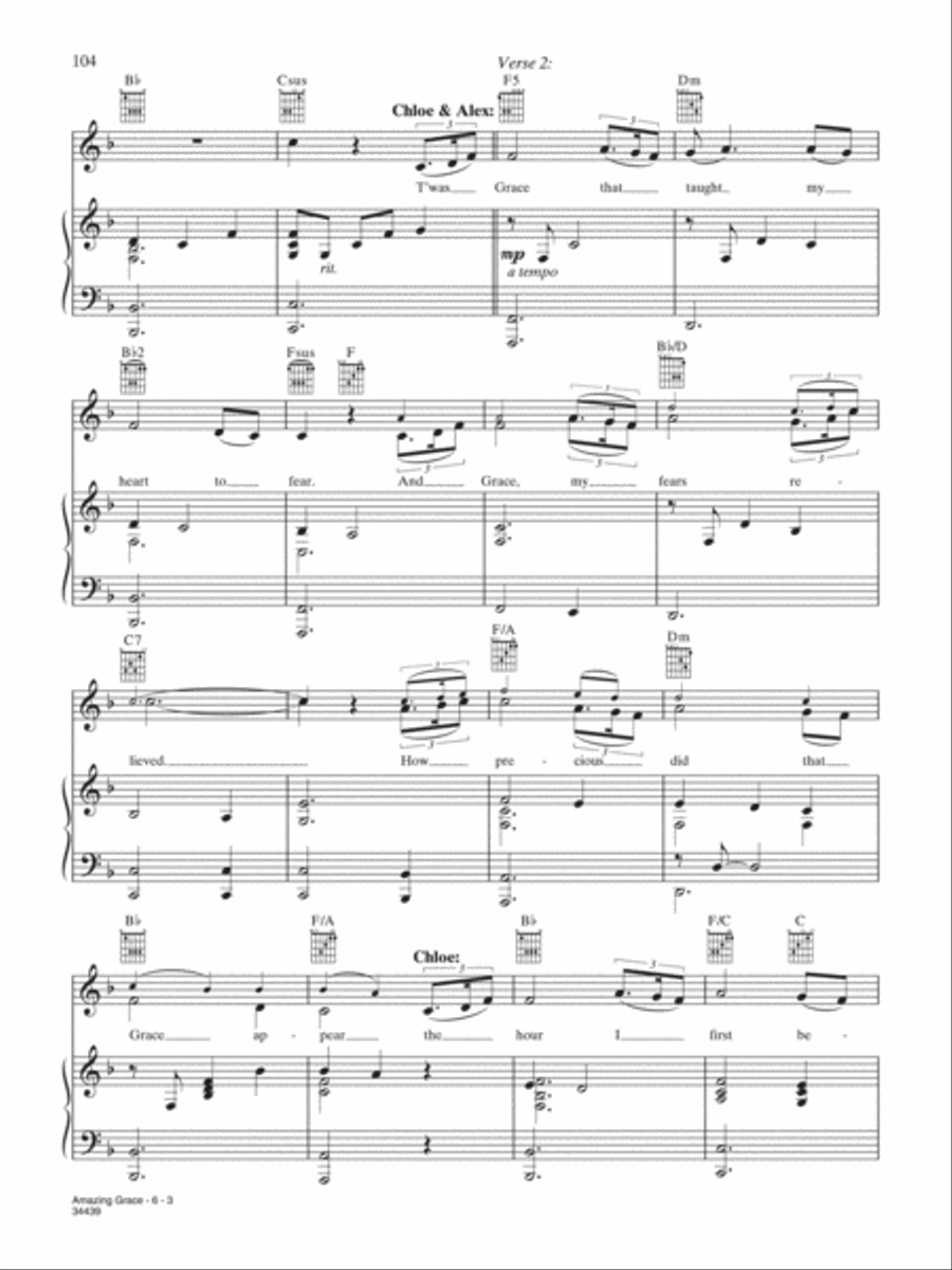 Amazing Grace Piano, Vocal, Guitar scores gallery preview page 3