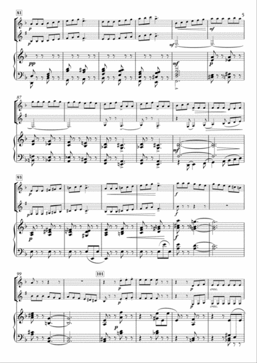 Miniatures, No.6 Saltarell H.88-3 for Flute, Clarinet & Piano Small Ensemble scores gallery preview page 5