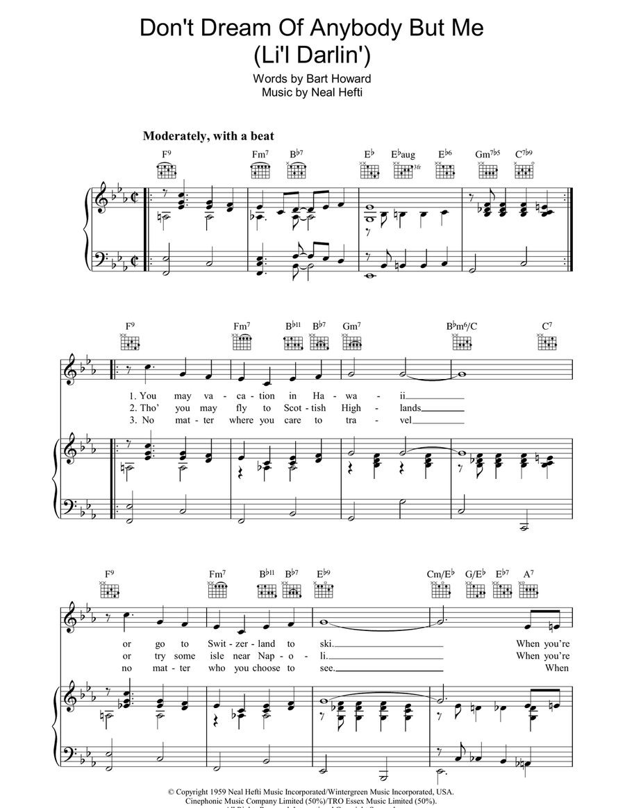 Don't Dream Of Anybody But Me (Li'l Darlin') Acoustic Guitar scores gallery preview page 1