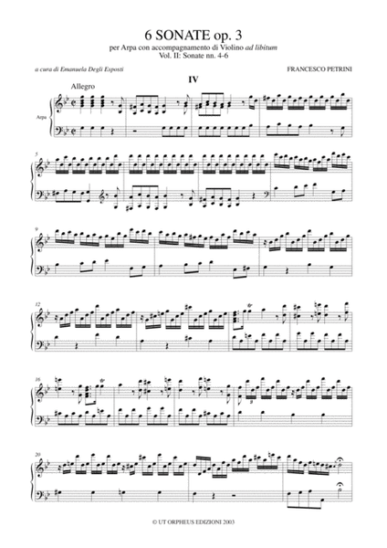 6 Sonatas Op. 3 for Harp with Violin ad libitum - Vol. 2: Sonatas Nos. 4-6