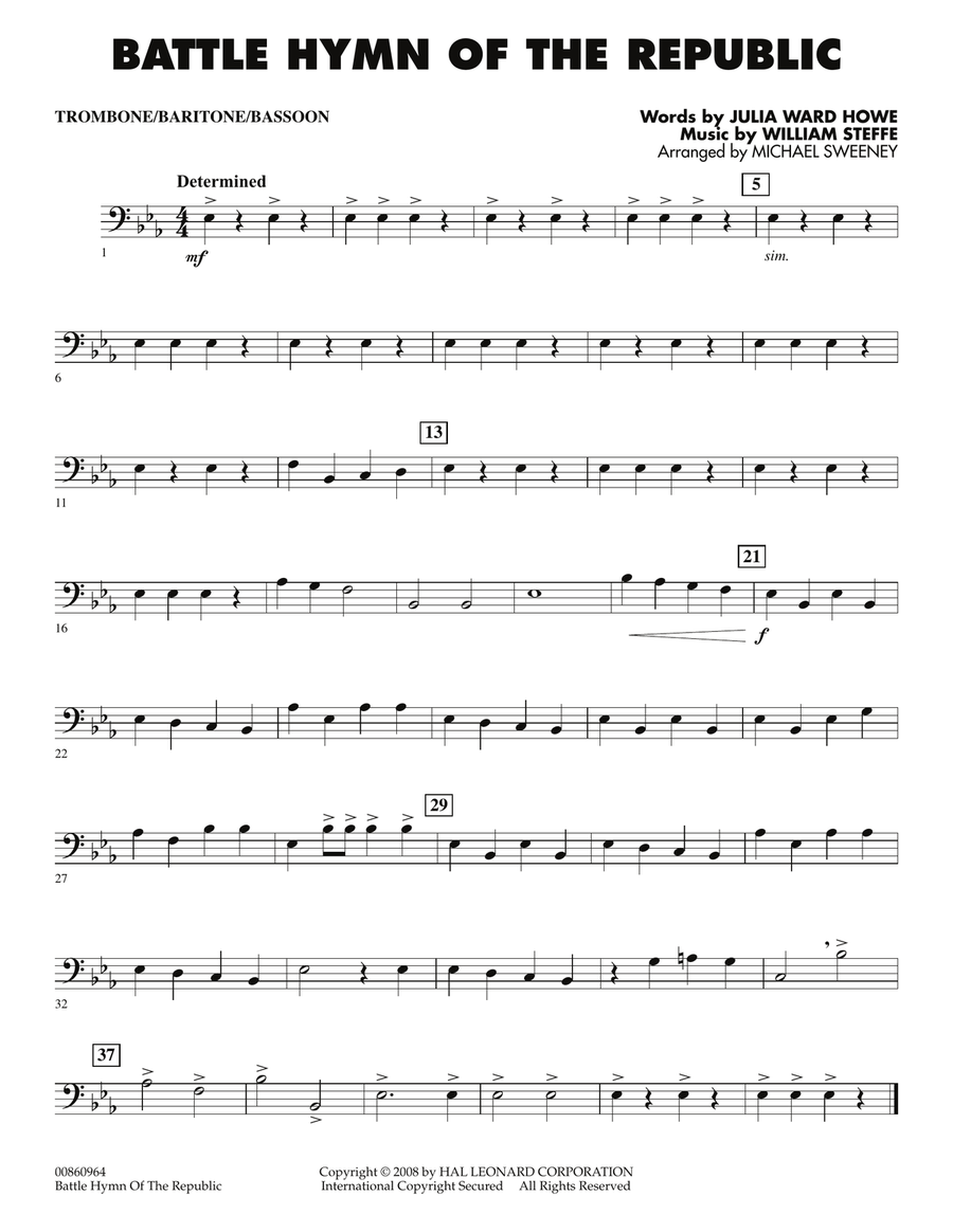 Battle Hymn of the Republic - Trombone/Baritone B.C./Bassoon Concert Band scores gallery preview page 1