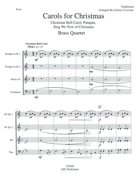 Carols for Christmas a Medley for Brass Quartet image number null
