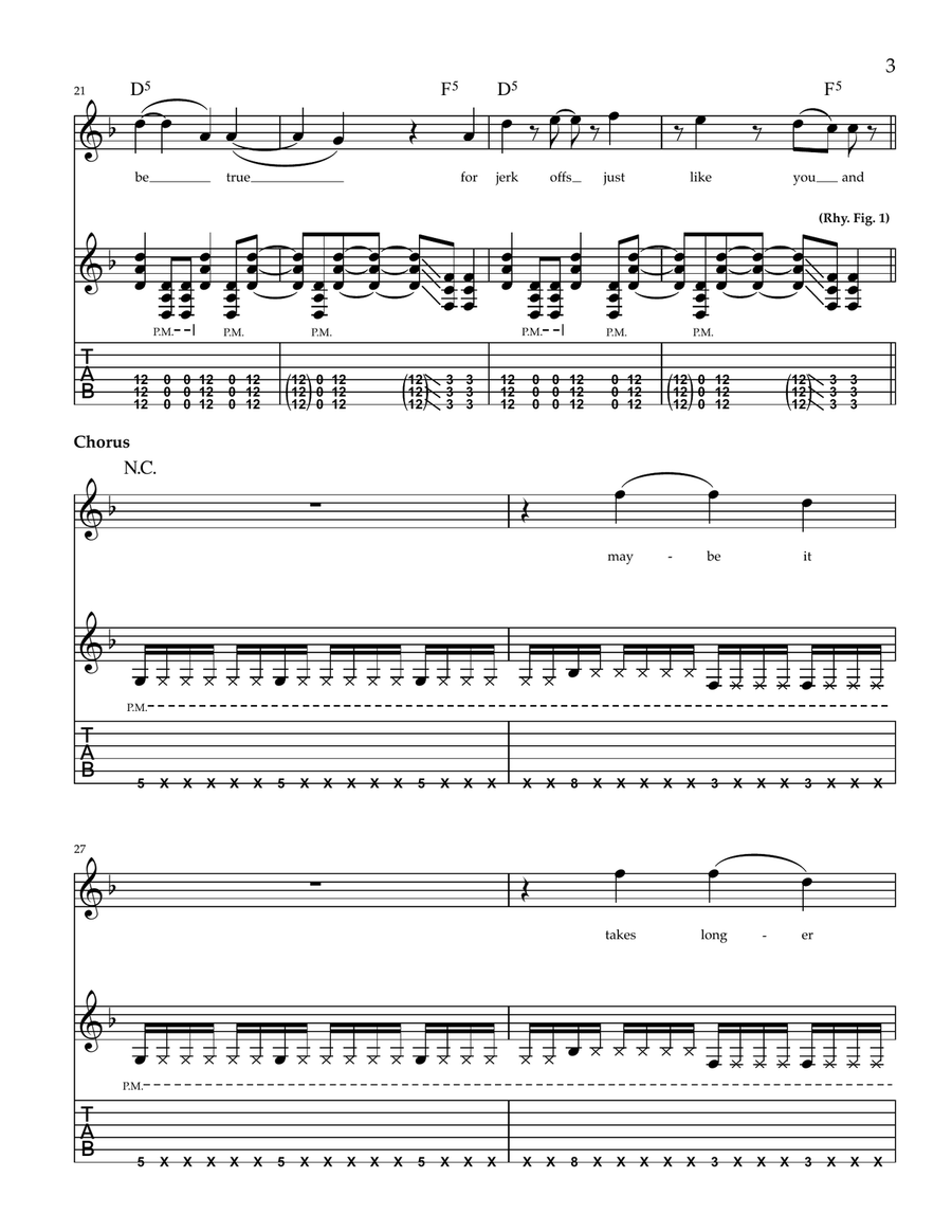 Jerk Off Guitar Tablature scores gallery preview page 3