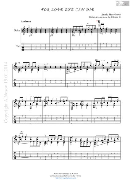 For Love One Can Die (Sheet music for guitar) image number null