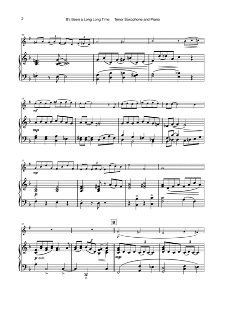 It's Been A Long, Long Time Tenor Saxophone scores gallery preview page 3