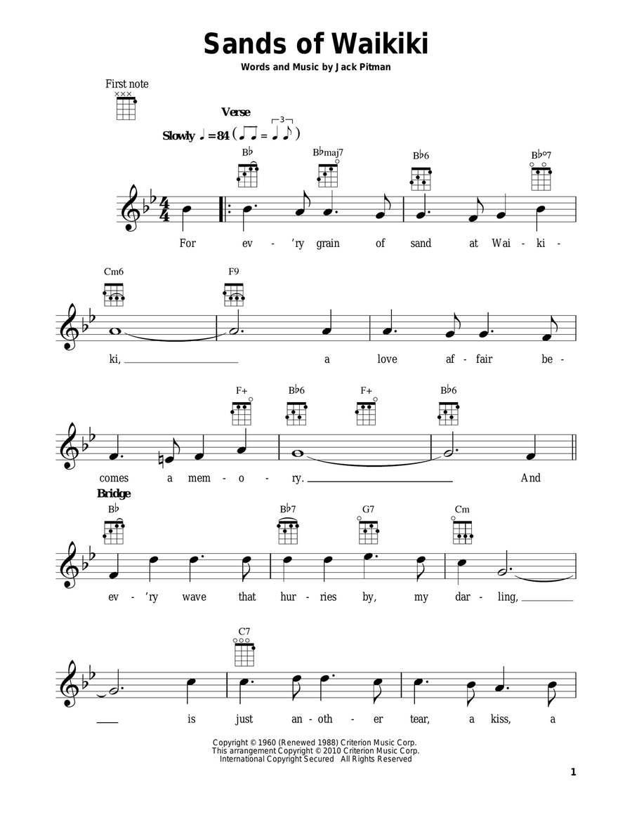 Sands Of Waikiki Ukulele scores gallery preview page 1