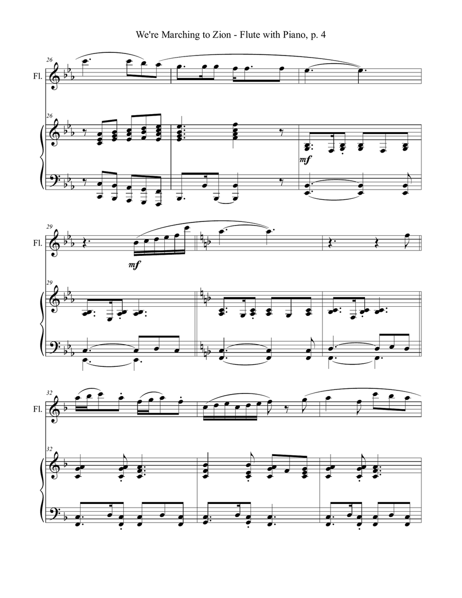 WE'RE MARCHING TO ZION (Duet – Flute & Piano with Score/Part) Flute Solo scores gallery preview page 5