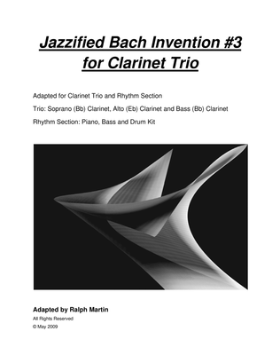 Book cover for Jazzified Bach Invention #3 for Clarinet Trio