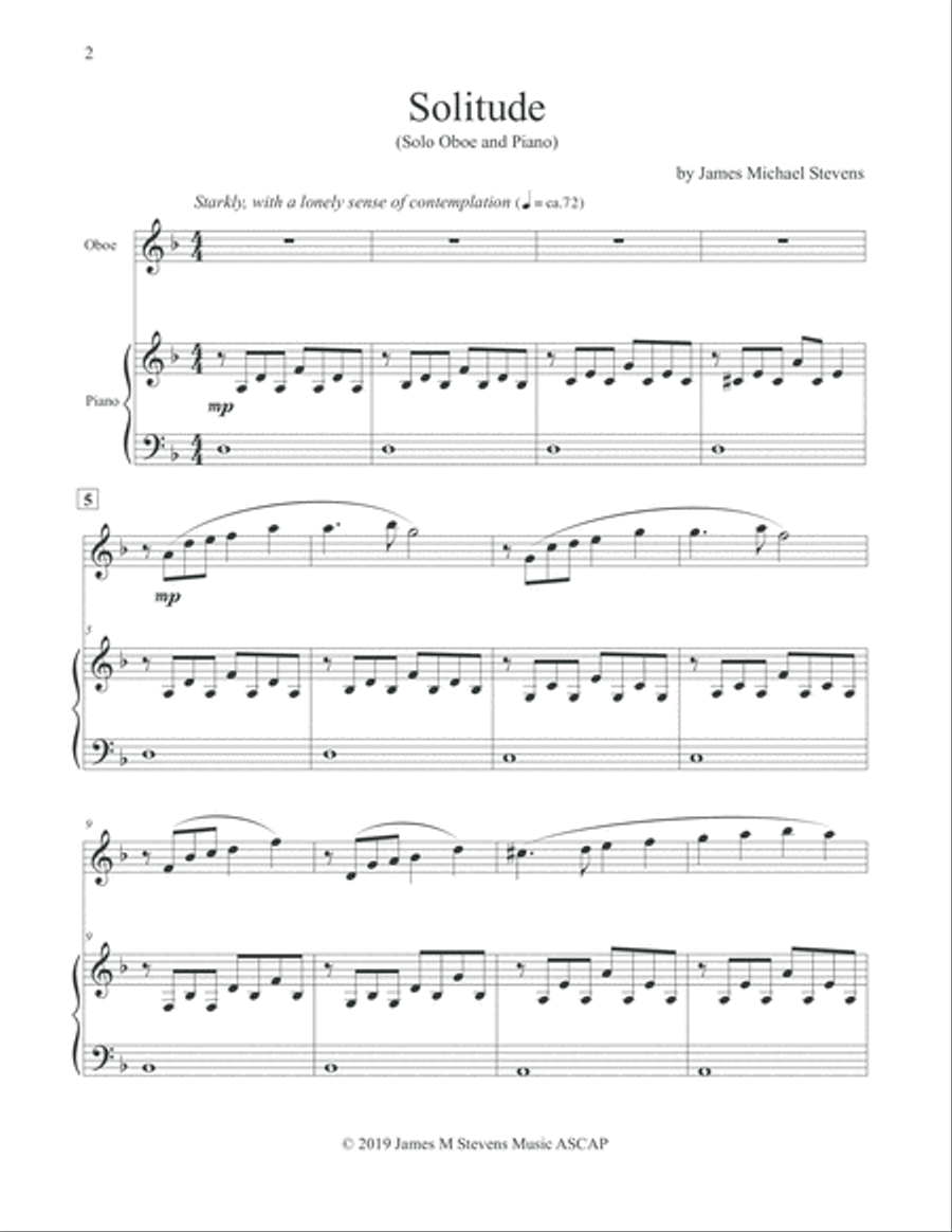 Solitude - Oboe & Piano Piano scores gallery preview page 2