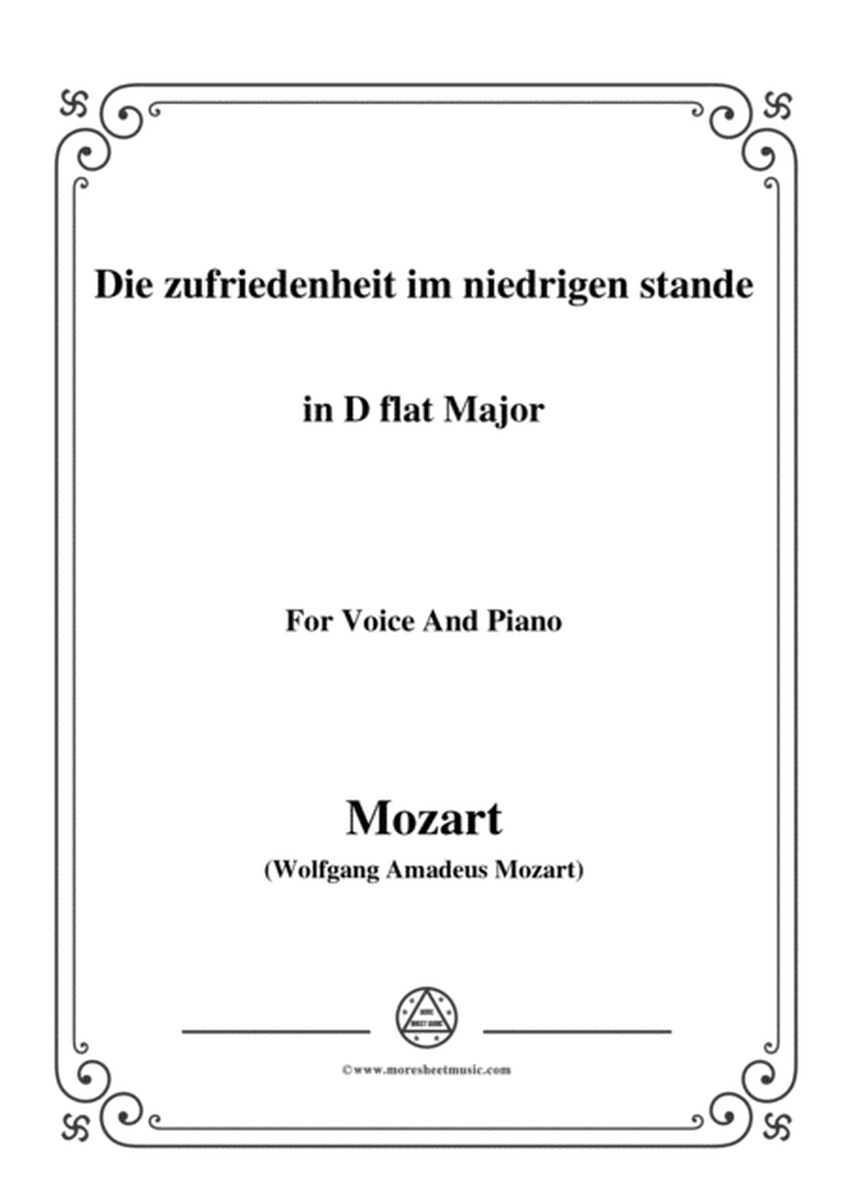Mozart-Die zufriedenheit im niedrigen stande,in D flat Major,for Voice and Piano image number null
