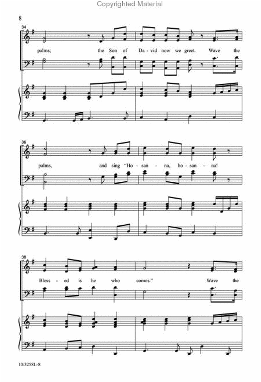 Wave the Palms, Hosanna! 4-Part scores gallery preview page 7