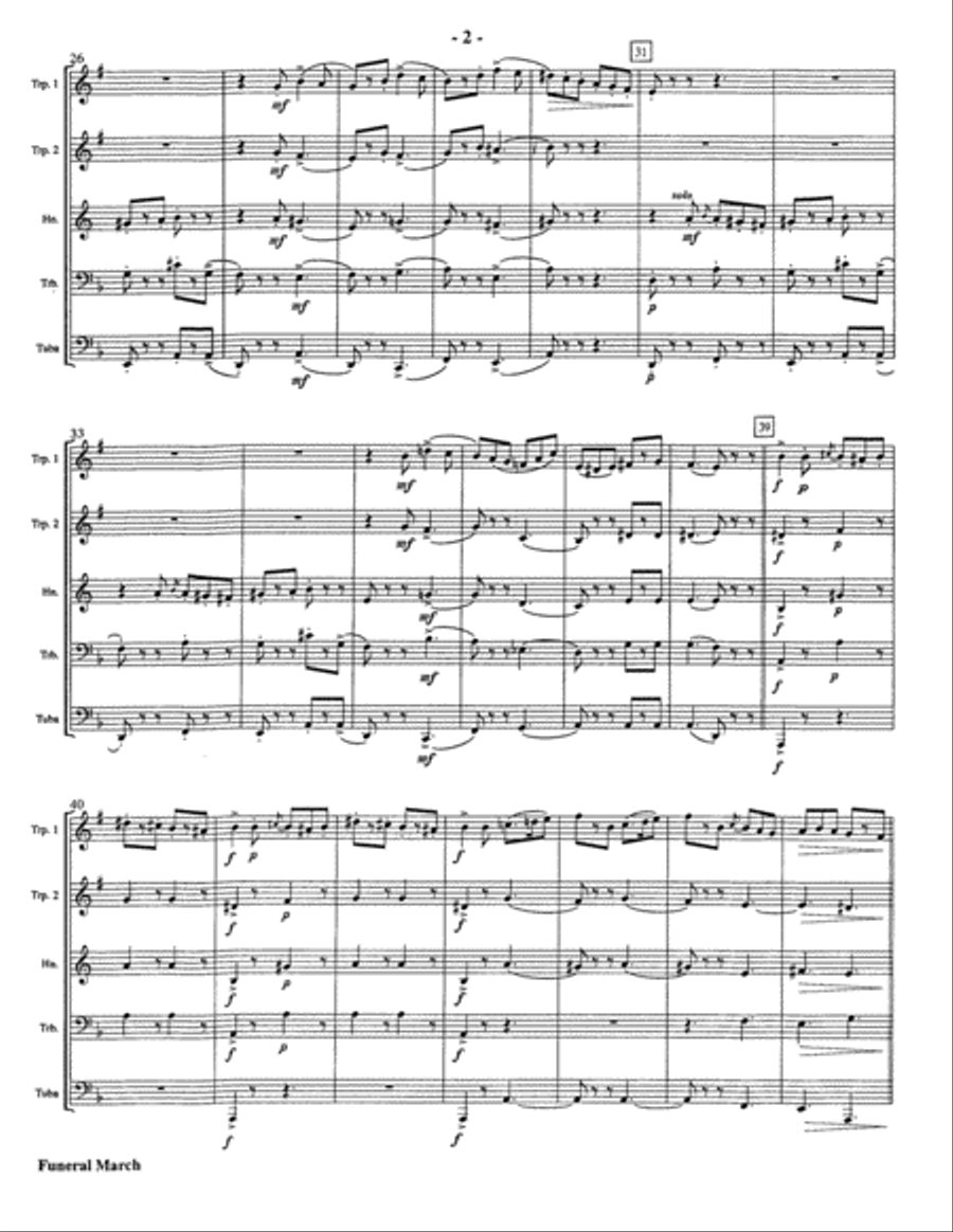 Funeral March of a Marionette for Brass Quintet (Alfred Hitchcock Theme) Brass Quintet scores gallery preview page 2