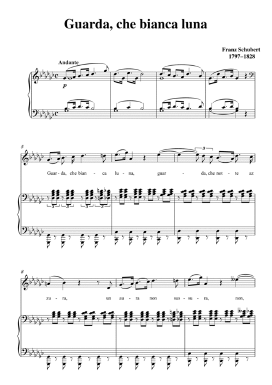 Schubert-Guarda,che bianca luna in bG for Vocal and Piano Voice scores gallery preview page 2