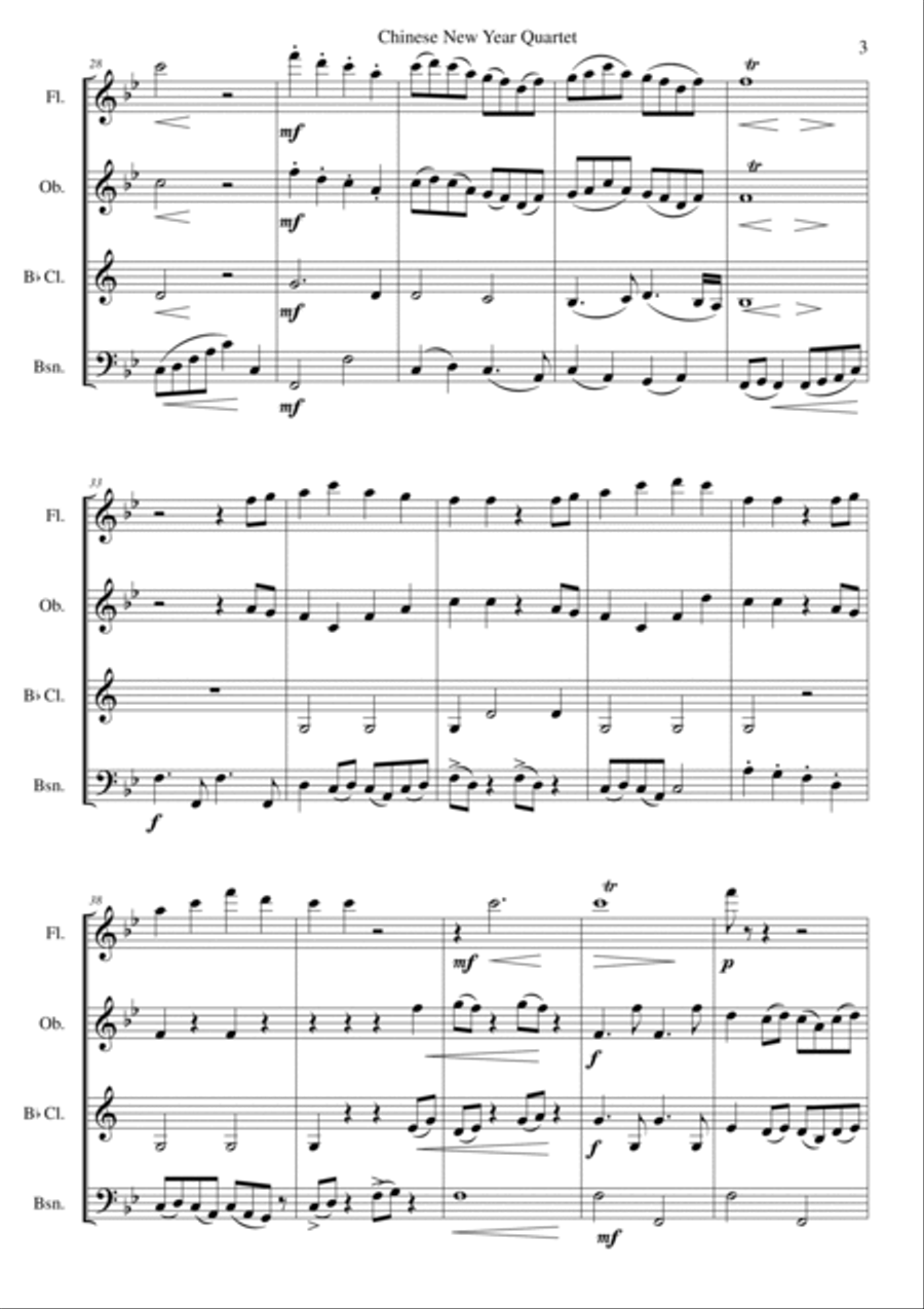 Chinese New Year Celebration Wind Quartet Woodwind Quartet scores gallery preview page 3