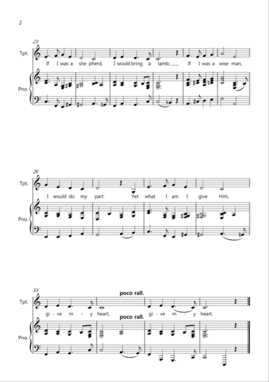 In the Bleak Midwinter for Trumpet and Piano In the Bleak Midwinter for Trumpet and Piano Trumpet Duet scores gallery preview page 2