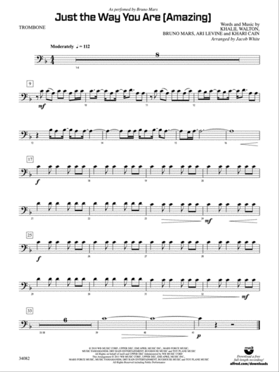 Just the Way You Are (Amazing): 1st Trombone Concert Band scores gallery preview page 1
