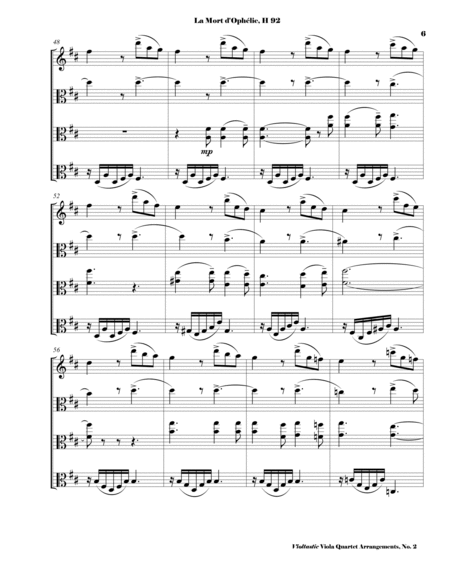 Berlioz - La Mort d'Ophelie, H. 92 - Viola Quartet Arrangement (SCORE AND PARTS) image number null