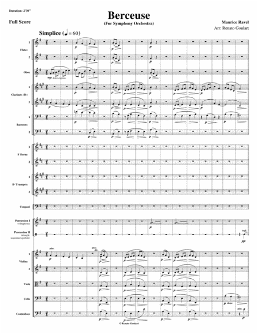Berceuse for Orchestra (Maurice Ravel) - Score and Parts Small Ensemble scores gallery preview page 2