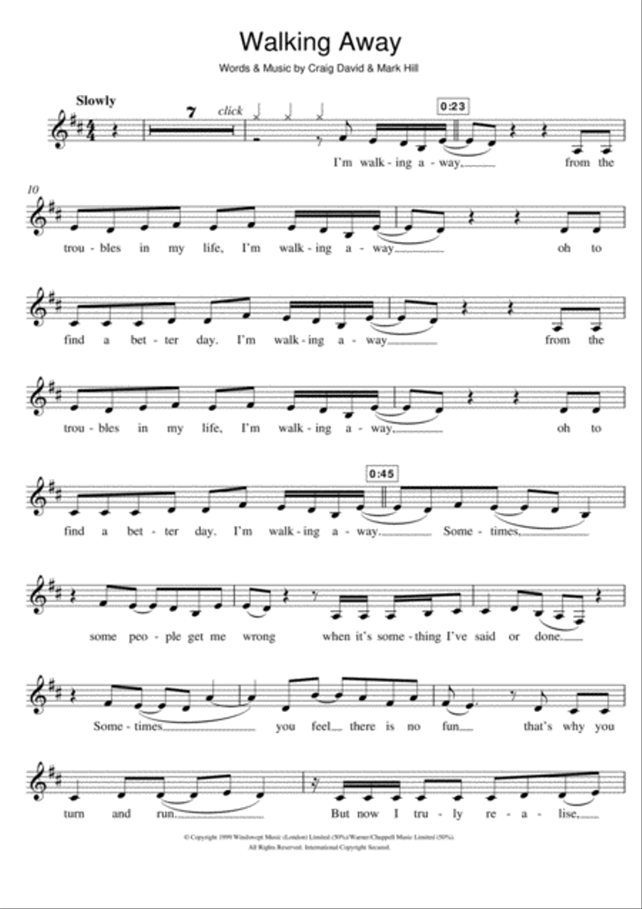Walking Away Clarinet Solo scores gallery preview page 1