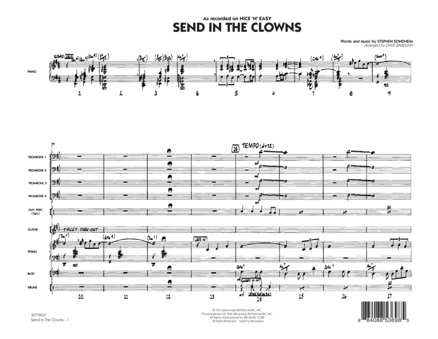 Send In The Clowns - Full Score Jazz Ensemble scores gallery preview page 1