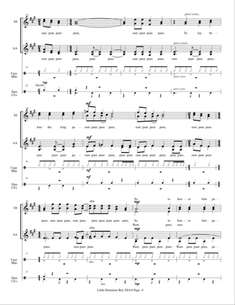 The Little Drummer Boy SSAA scores gallery preview page 4