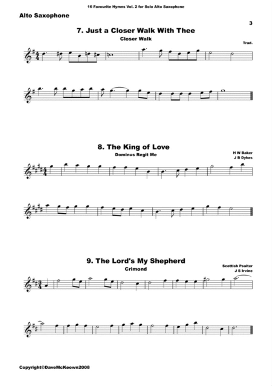 16 Favourite Hymns Vol.2 for solo Alto Saxophone Alto Saxophone scores gallery preview page 3