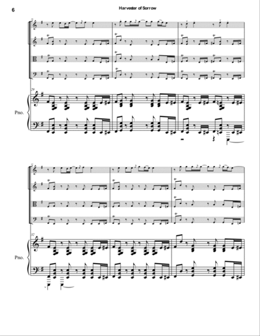 Harvester Of Sorrow Piano Quintet scores gallery preview page 6