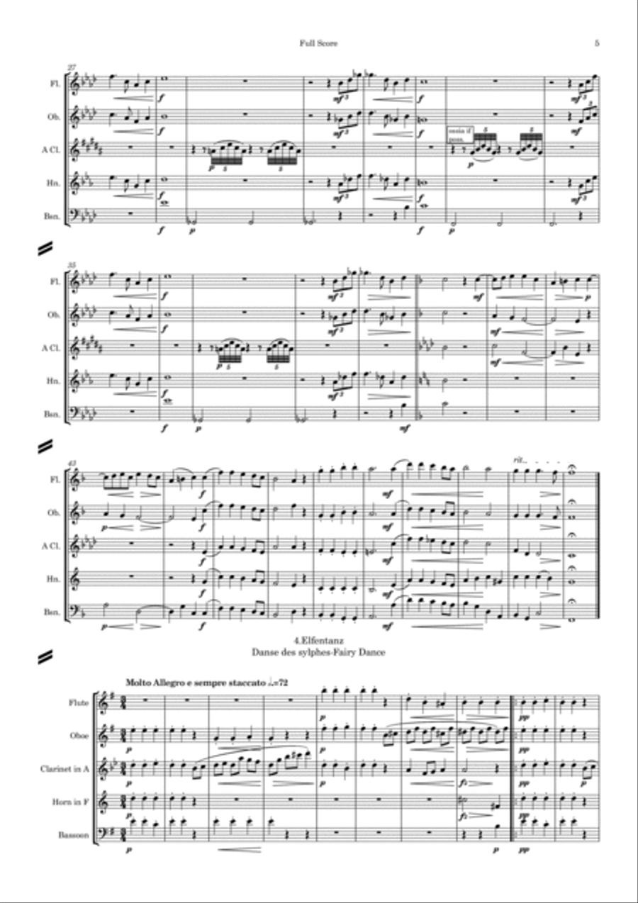 Grieg: Lyric Pieces Op.12 - wind quintet Grieg: Lyric Pieces Op.12 - wind quintet Woodwind Quintet scores gallery preview page 6